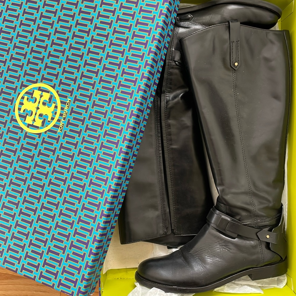 Tory Burch Black Derby Riding Boots size 10